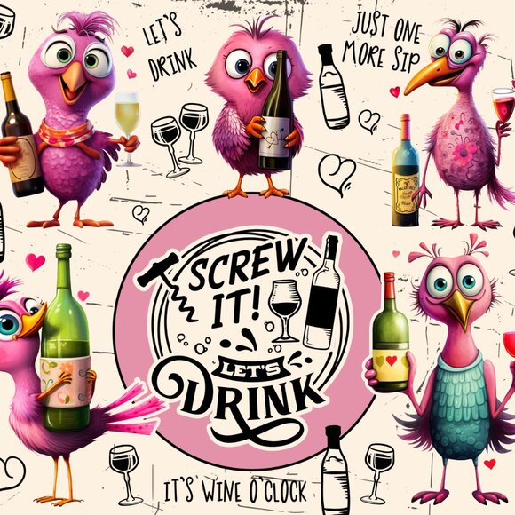 Screw It! Let Drink 20oz Tumbler, It's Wine O'clock Skinny Tumbler, Travel Cup - Picture 2 of 8